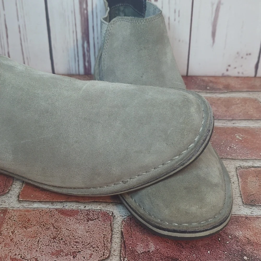 Steve‎ Madden Mens Grey Sand Suede Intuit Leather Chelsea Boot Size 12